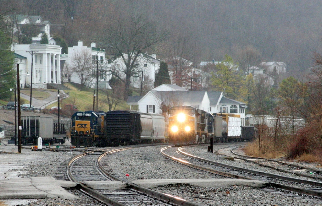 EB freight going by the yard